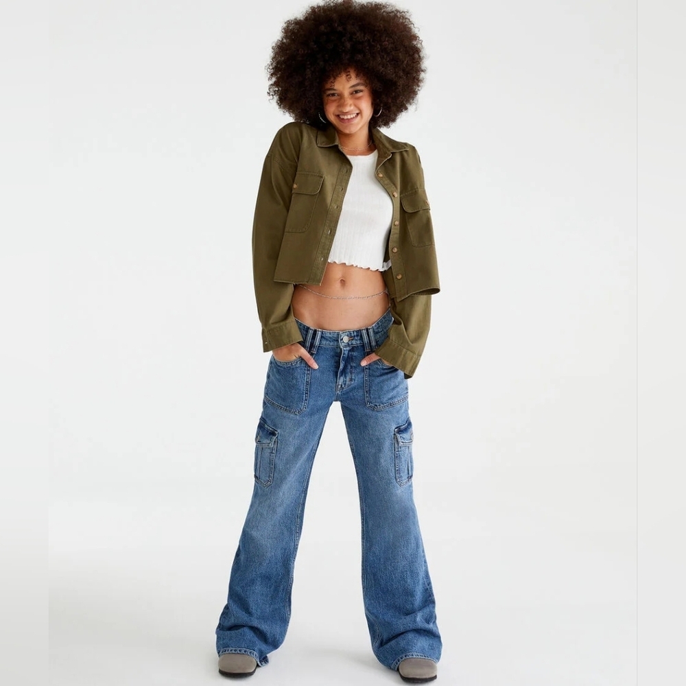 Aeropostale Flare Mid-Rise Cargo Washed Jeans Size 6R - Picture 11 of 12